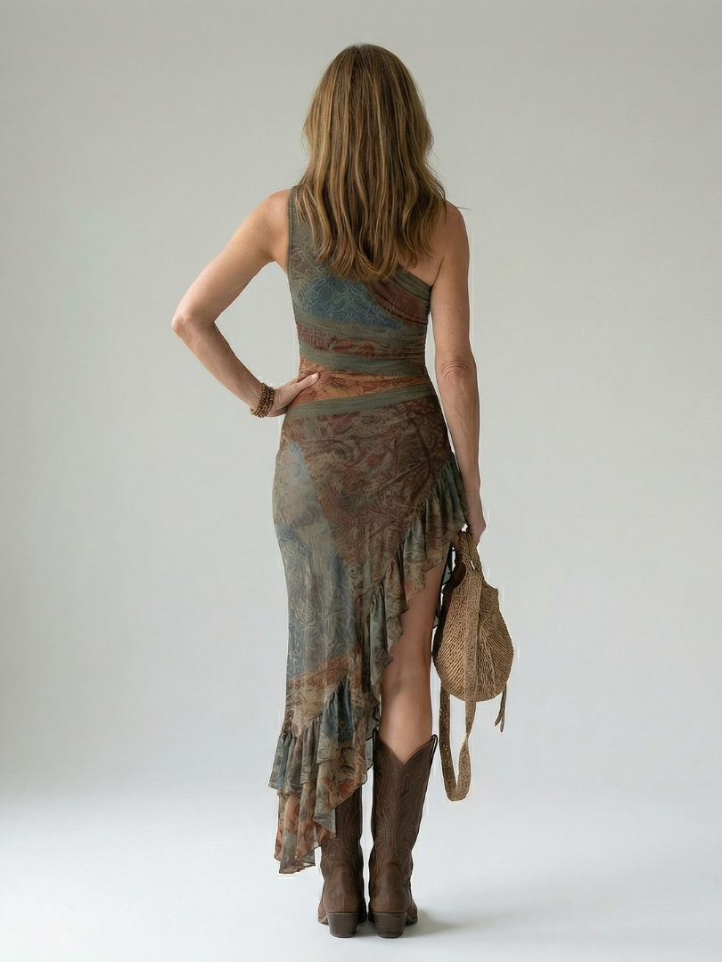 Saga | Robe midi drapée