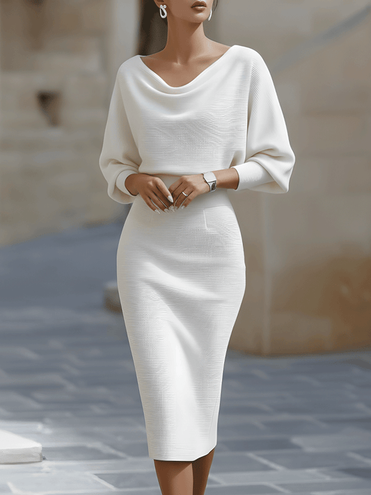 Clarisse | Robe midi drapée élégante intemporelle
