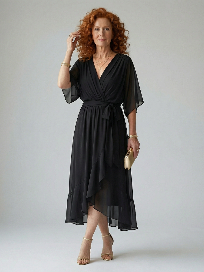 Solveig | Robe midi drapée nouée