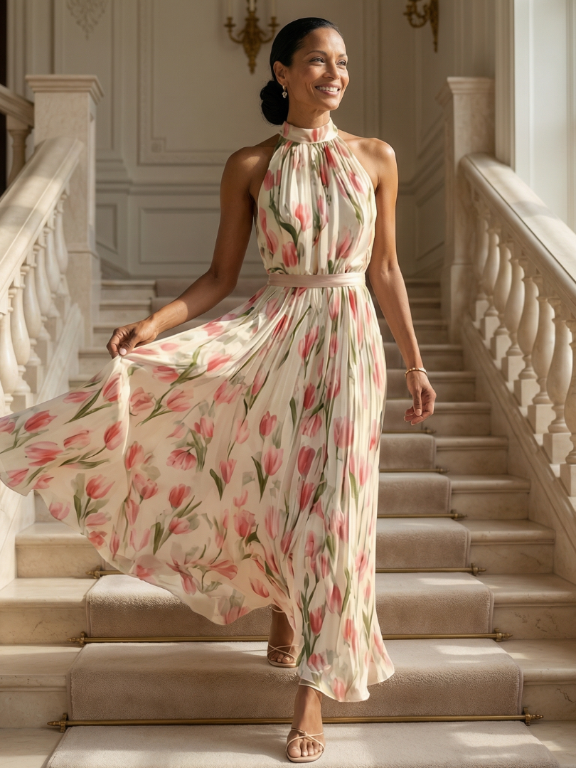 Mette | Robe col halter fleuri