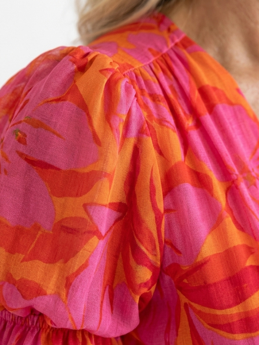Lia | Robe midi à manches bouffantes