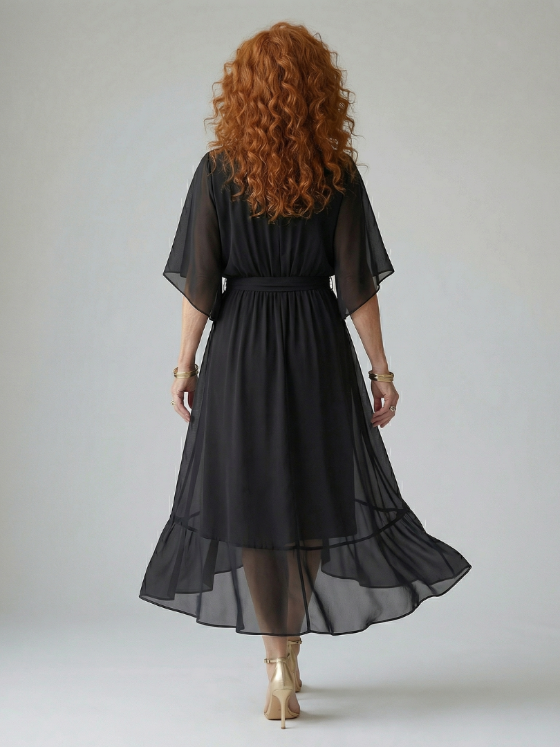 Solveig | Robe midi drapée nouée