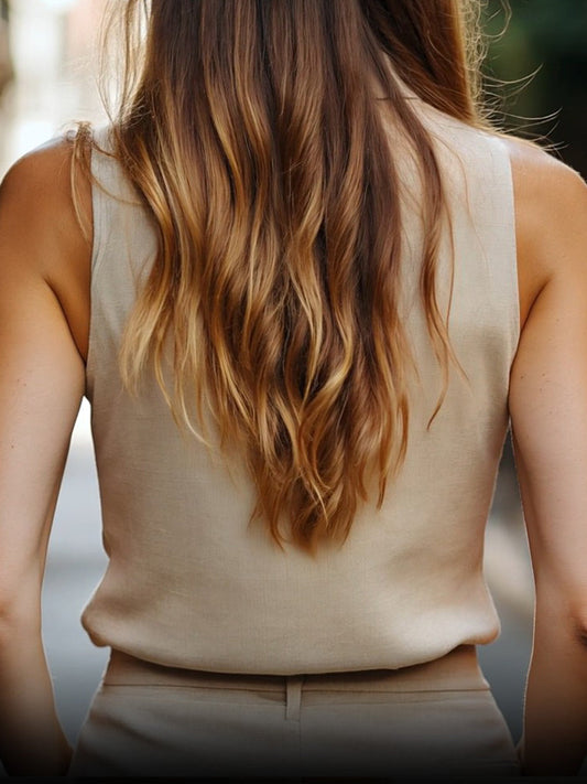 Linnea | Blouse en lin sans manches à col montant
