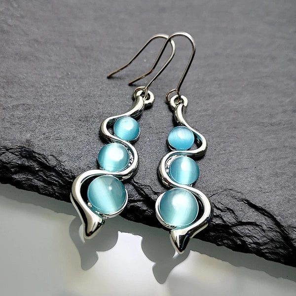 Pendantes boucles d'oreilles en cristal bleu