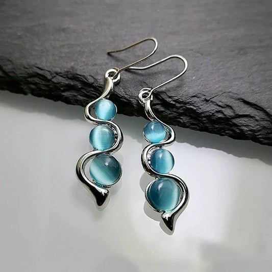 Pendantes boucles d'oreilles en cristal bleu
