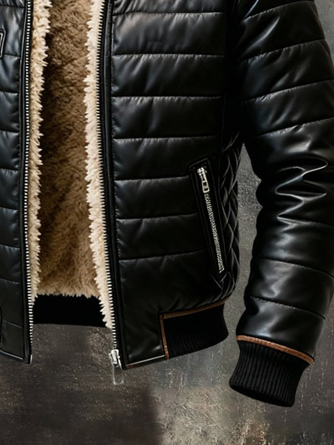 Antony | Veste matelassée noire à doublure sherpa