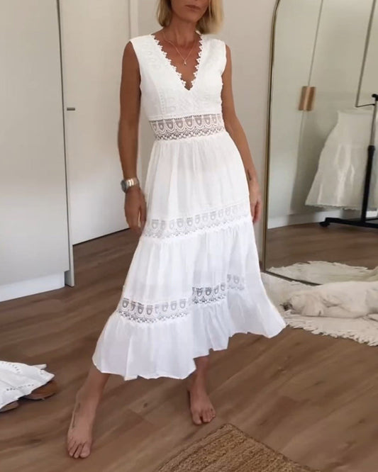 Liane | Robe débardeur en dentelle à col V
