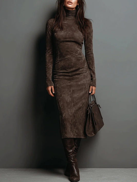 Mildred | Robe longue effet daim