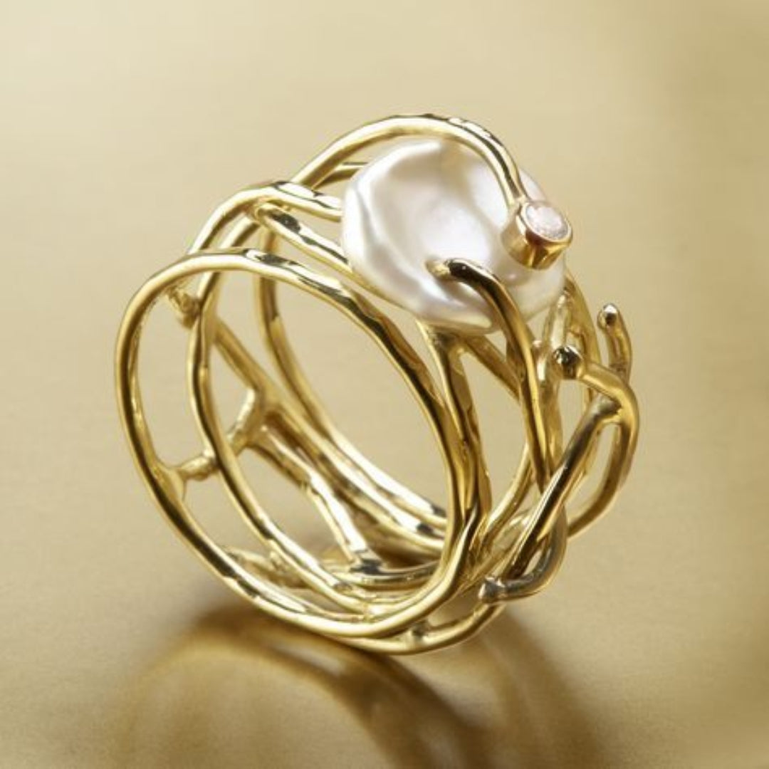 Samira | Bague en perles et or