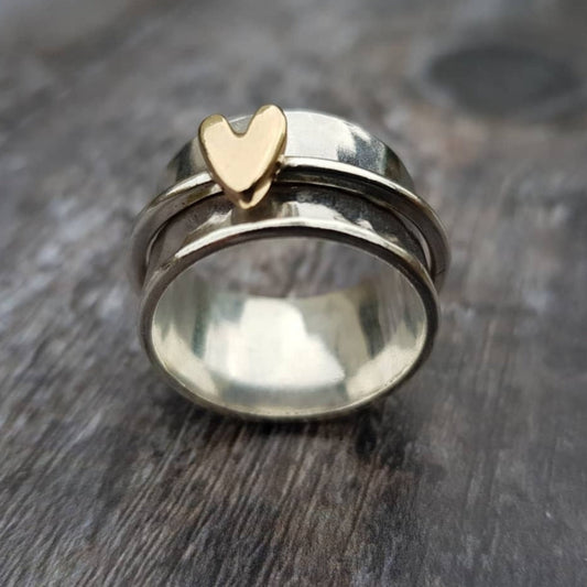 Mely | Bague dorée en argent en forme de cœur