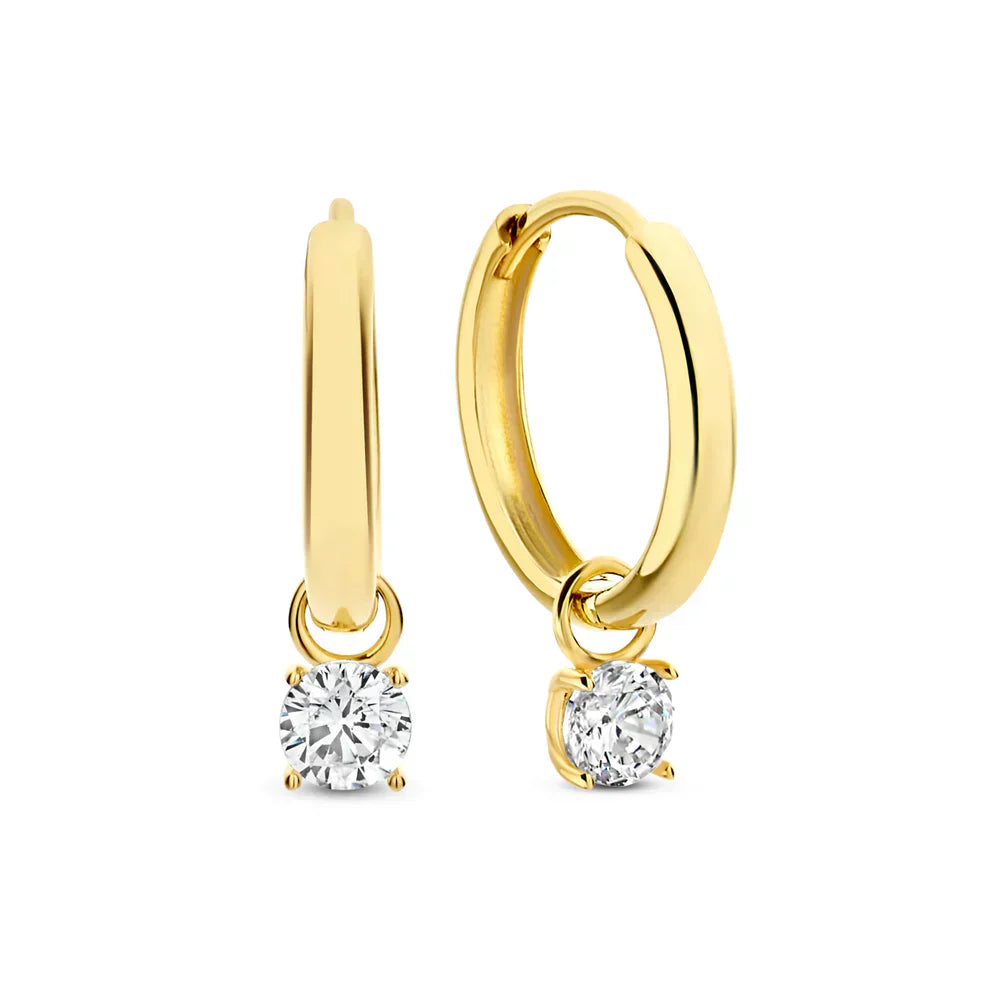 Boucles d'oreilles créoles avec pierres Larmes de Lune