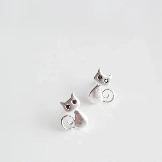 Boucles d'oreilles en argent en forme de chat