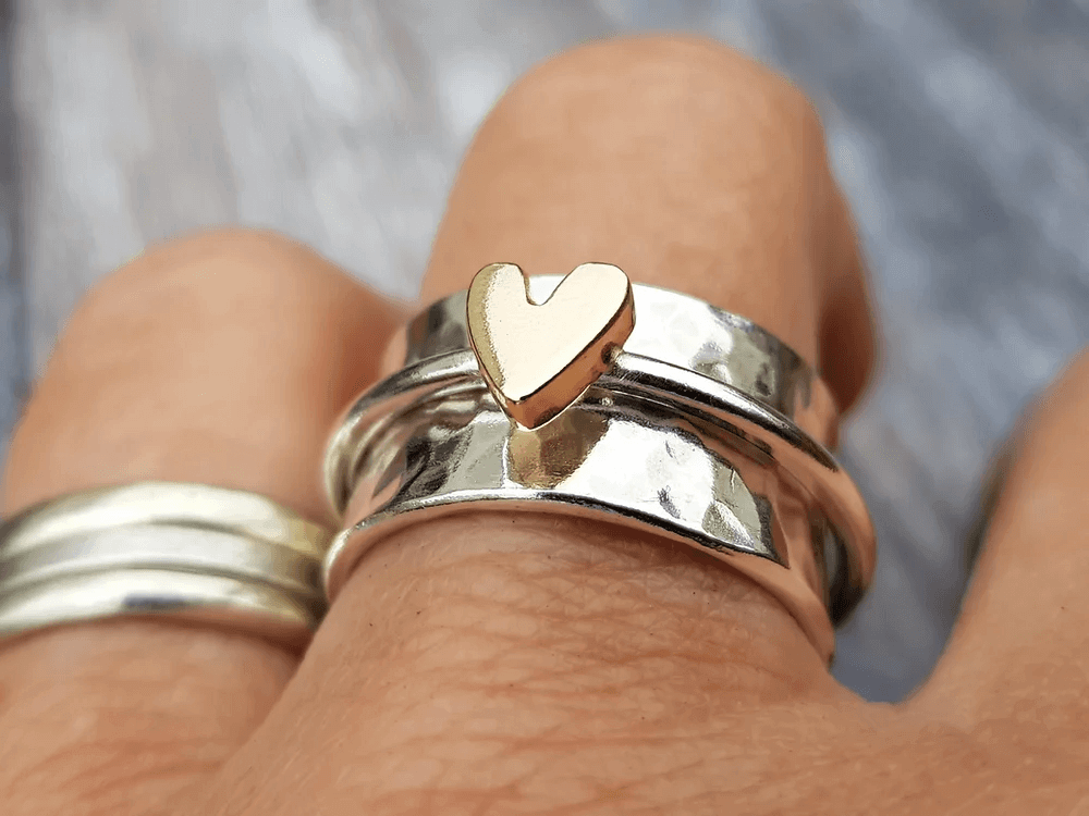 Mely | Bague dorée en argent en forme de cœur