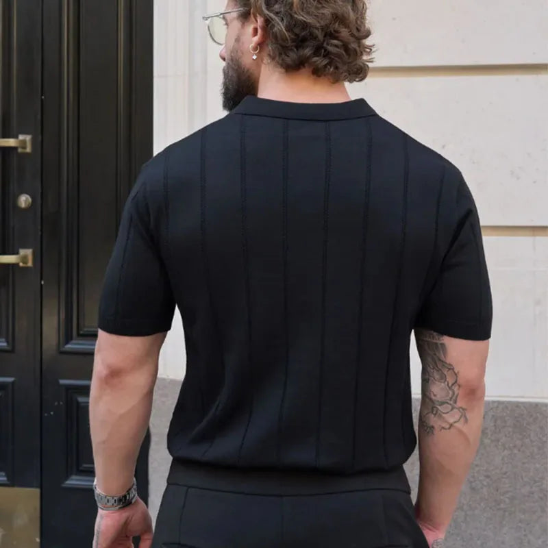Chemises Texturées Vintage Pour Hommes Tendance Couleur Unie Col Revers Chemise Hommes Été 2026 Polo À Manches Courtes Pour Hommes