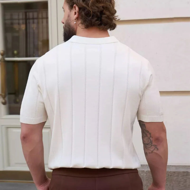 Chemises Texturées Vintage Pour Hommes Tendance Couleur Unie Col Revers Chemise Hommes Été 2026 Polo À Manches Courtes Pour Hommes