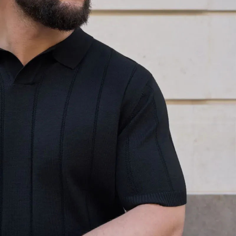 Chemises Texturées Vintage Pour Hommes Tendance Couleur Unie Col Revers Chemise Hommes Été 2026 Polo À Manches Courtes Pour Hommes