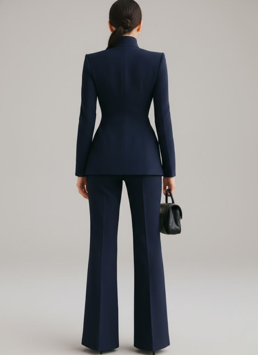 Dominique | Tailleur pantalon bleu nuit