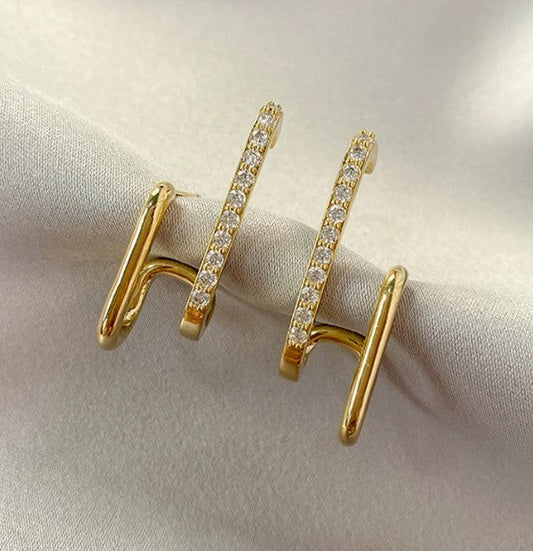 Boucles d'oreilles en Or 18K avec Cristaux à Griffe