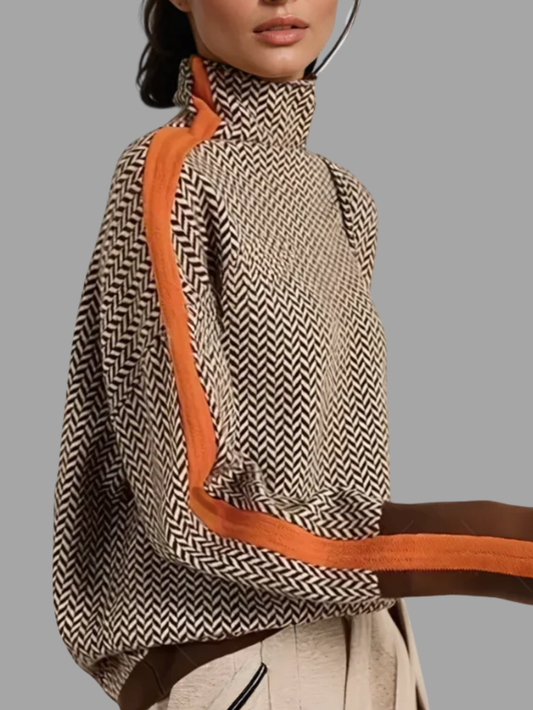 Clémence | Pull à col roulé à rayures contrastantes