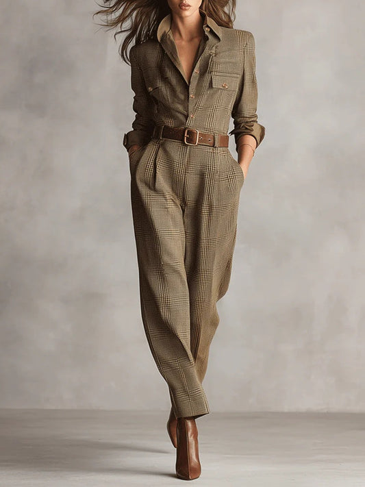 Rowena | Combinaison utilitaire en tweed à carreaux