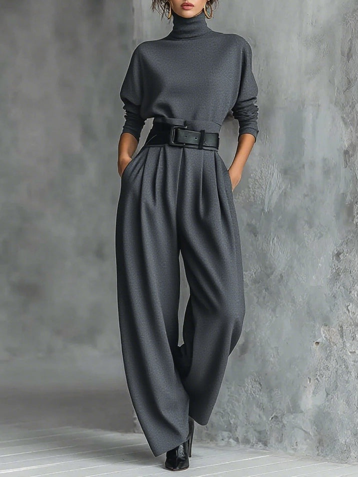 Cyrielle | Ensemble col roulé et pantalon droit