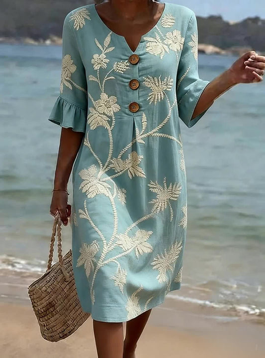 Juliette | Robe midi fleurie naturelle