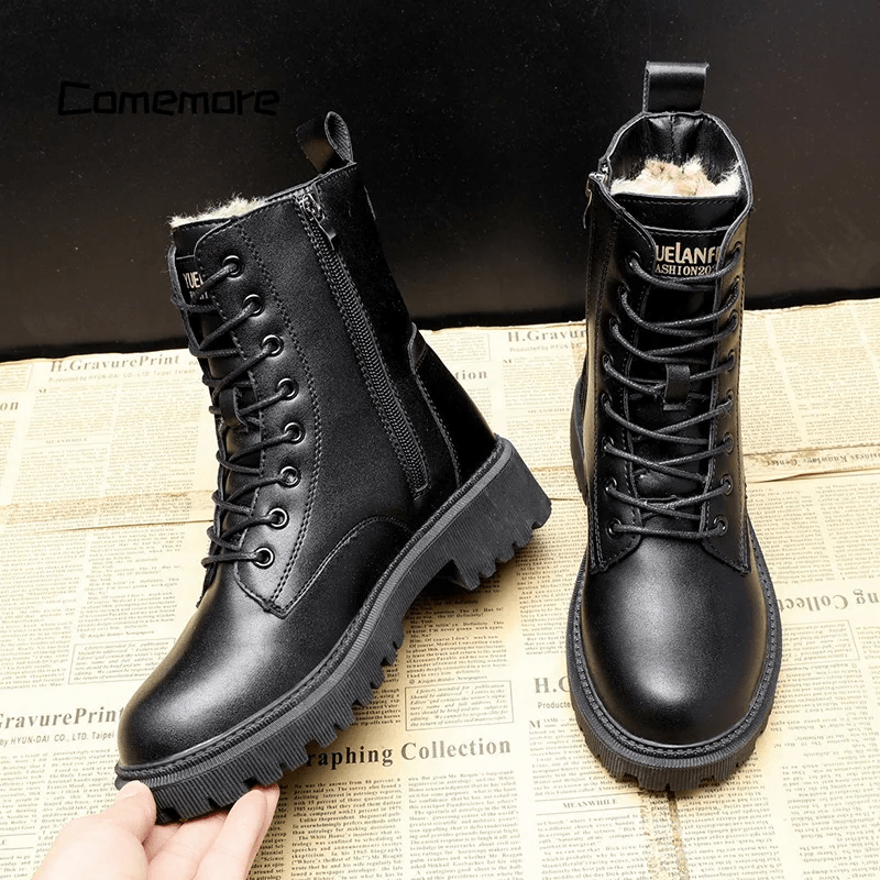 Ébène | Bottes en cuir noir poli