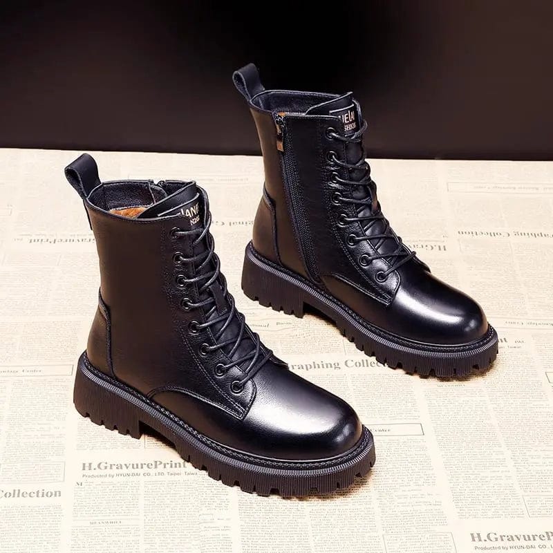Ébène | Bottes en cuir noir poli