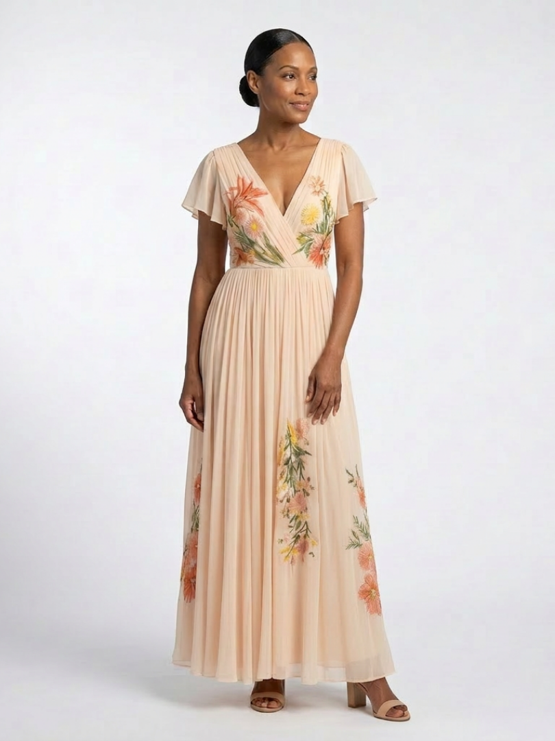 Thea | Robe maxi plissée