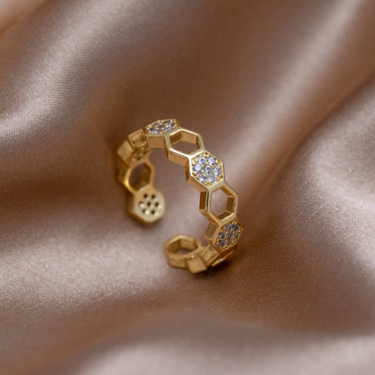 Abeille | Bague en or et cristal
