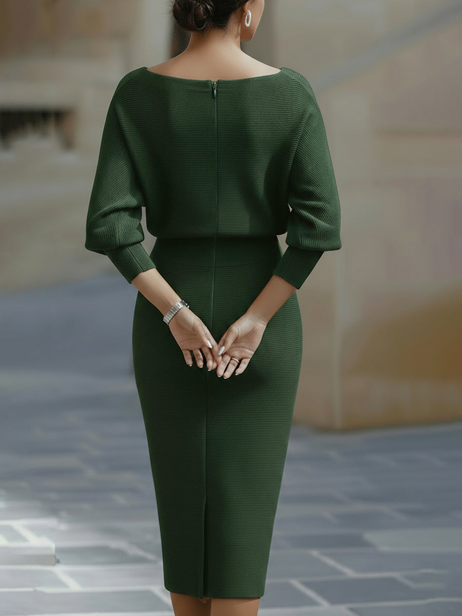 Clarisse | Robe midi drapée élégante intemporelle