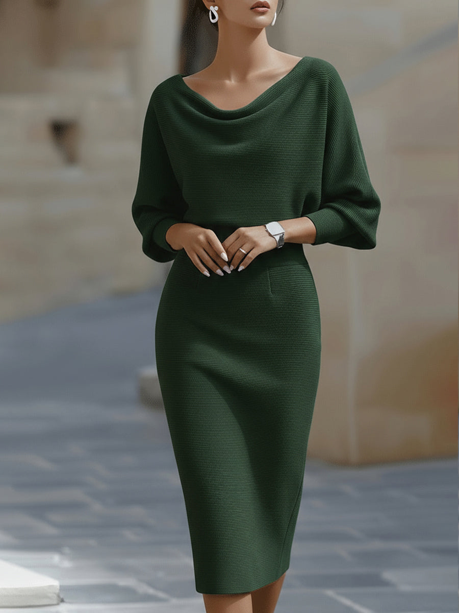 Clarisse | Robe midi drapée élégante intemporelle