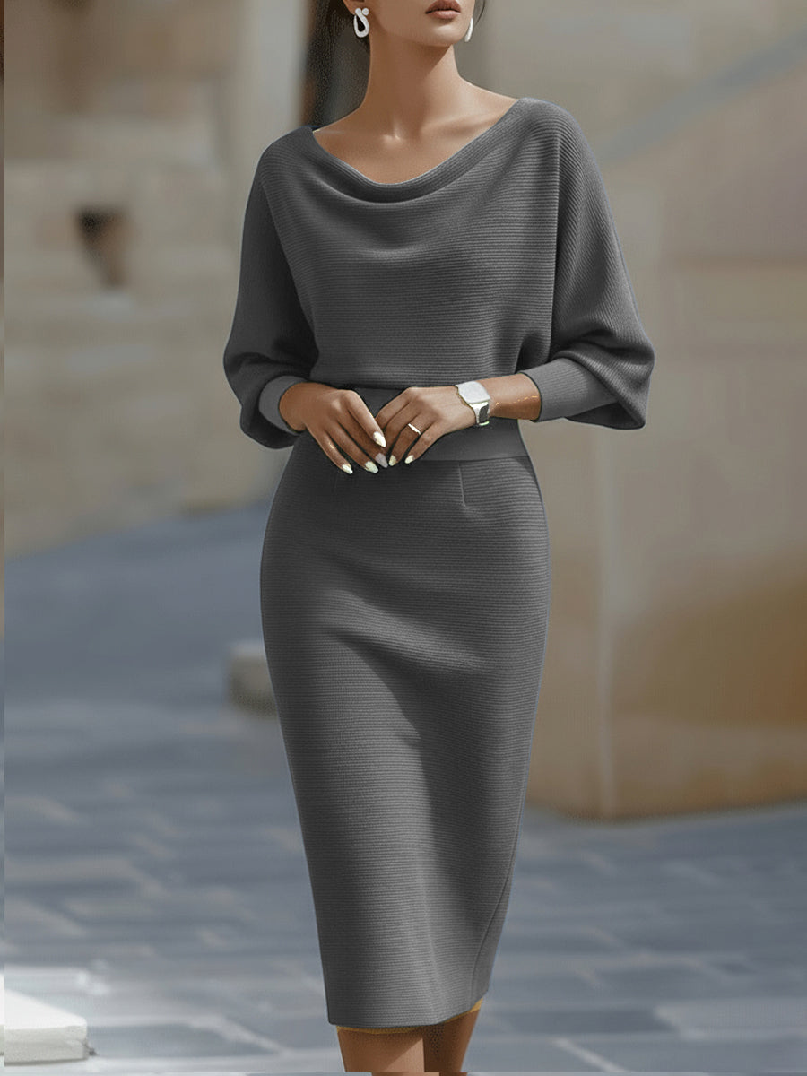 Clarisse | Robe midi drapée élégante intemporelle