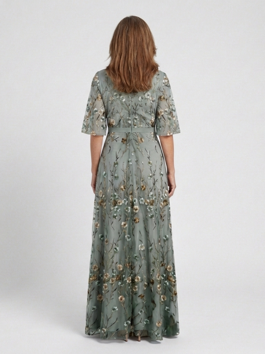 Eva | Robe maxi à manches courtes