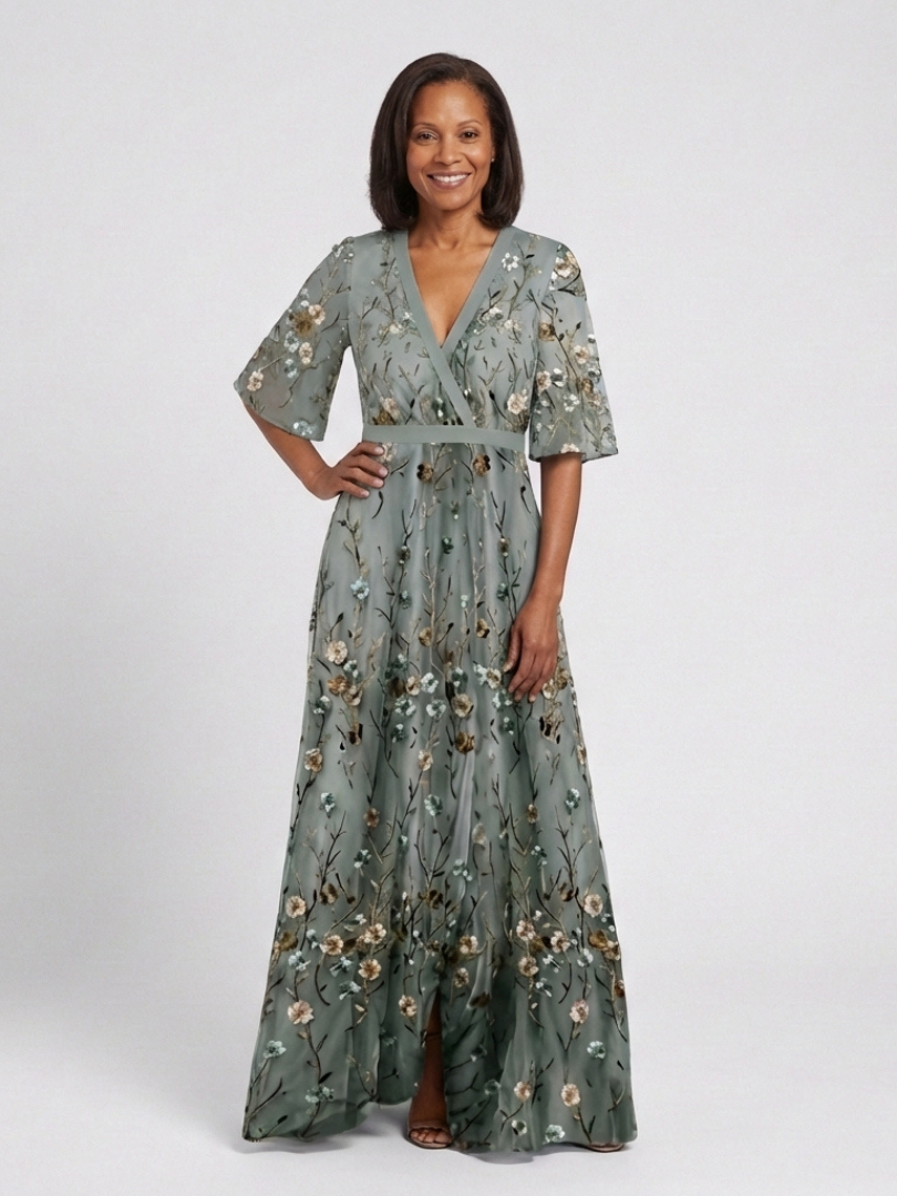 Eva | Robe maxi à manches courtes