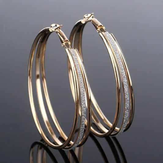 Boucles d'Oreilles Créoles en Or Vintage Brillant
