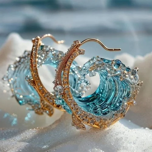 Boucles d'oreilles évoquant l'essence de l'océan