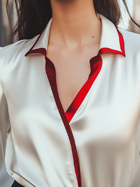 Sidonie | Blouse en satin à col contrasté