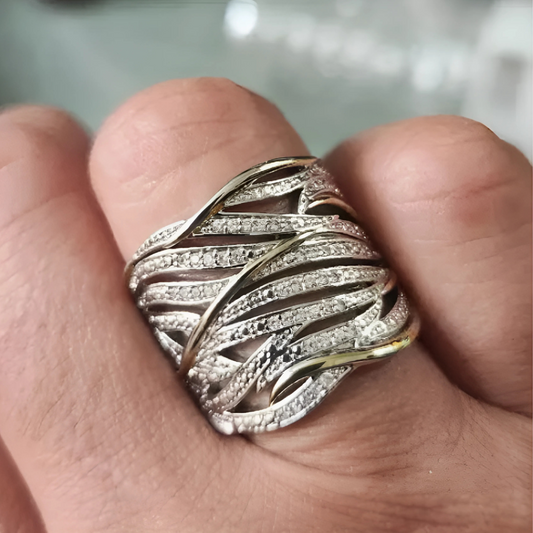 Bague Élégante Tressée Multi-Rangs