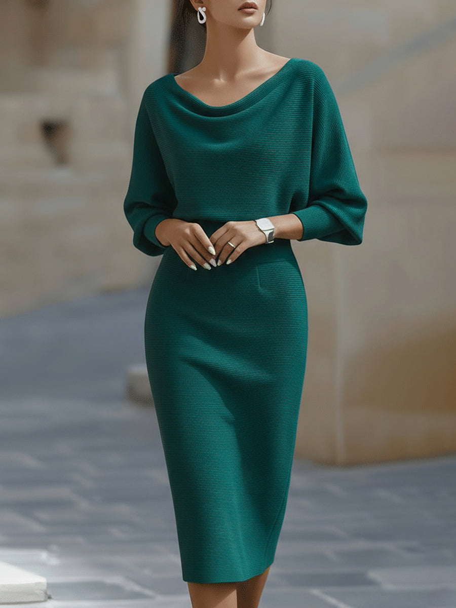 Clarisse | Robe midi drapée élégante intemporelle