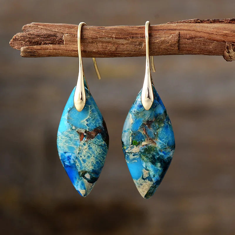 Boucles d'oreilles en pierre naturelle en forme de goutte