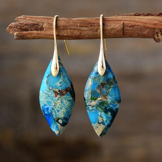 Boucles d'oreilles en pierre naturelle en forme de goutte