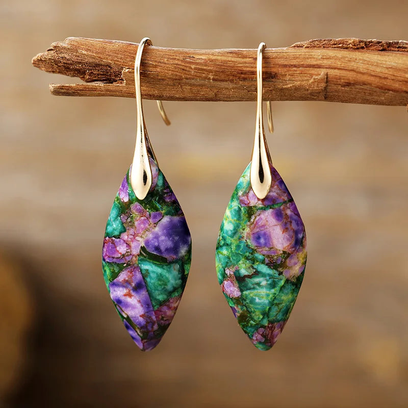 Boucles d'oreilles en pierre naturelle en forme de goutte