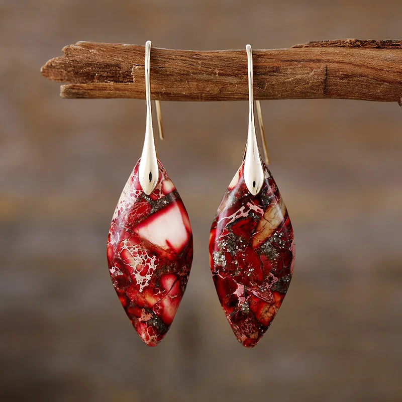 Boucles d'oreilles en pierre naturelle en forme de goutte