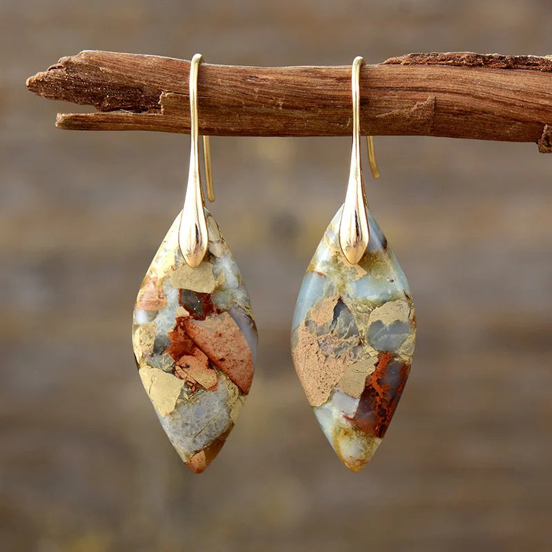 Boucles d'oreilles en pierre naturelle en forme de goutte