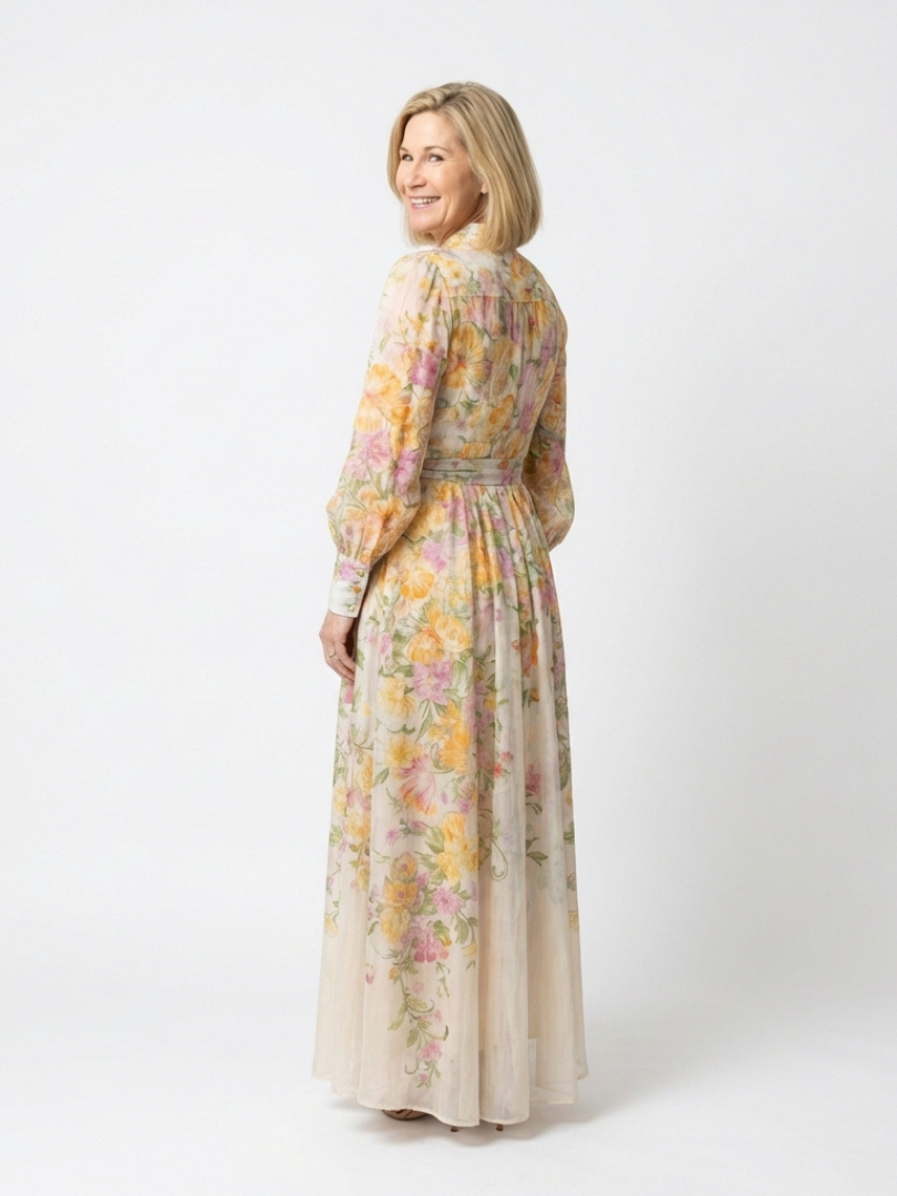 Cressida | Robe longue florale transparente