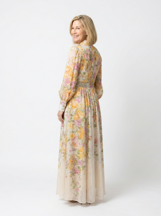 Cressida | Robe longue florale transparente