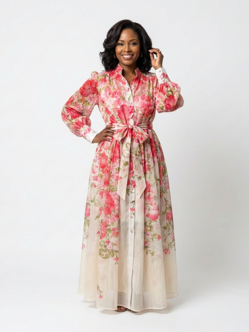Cressida | Robe longue florale transparente