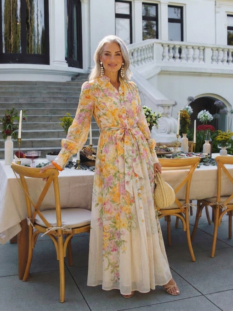 Cressida | Robe longue florale transparente